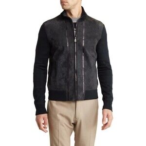 Salvatore Ferragamo Men's Virgin Wool Leather Jacket Black Size L - Italy Made